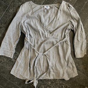 Blue and White Striped Maternity Top